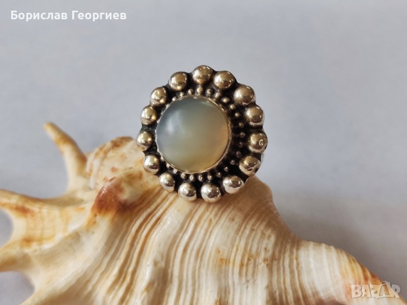 Сребърен пръстен с лунен камък, снимка 1