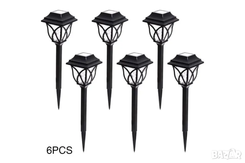 Комплект 6 броя соларни лампи за осветяване на алеи и пътеки в градината H LED32, снимка 1