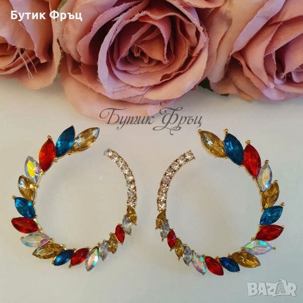 Обеци Лея цветни, снимка 1