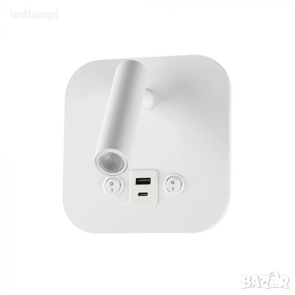 LED Аплик 8W С USB/PD Порт Бял Топло Бяла Светлина, снимка 1
