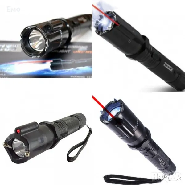 Фенер с лазер и електрошок Мощен 9000000-волтов лазерен + светкавичен зашеметяващ звук , снимка 1