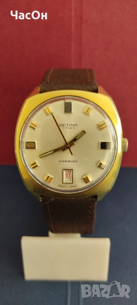 BETINA - швейцарски, механичен, 20 микрона позлата, снимка 1