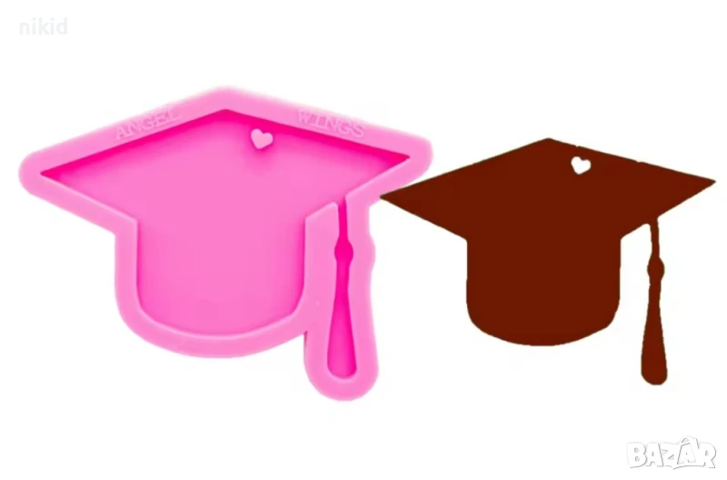 Голяма тога шапка Бал завършване плитък силиконов молд форма фондан украса смола бижу шоколад, снимка 1