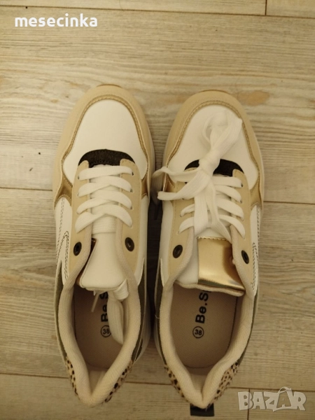 Нови фешън сникърси зелено, бяло, златно, снимка 1