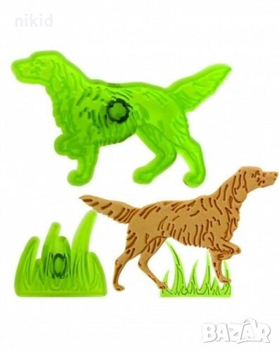 Ловно куче лов трева сет резец резци печат за бисквитки фондан с релеф , снимка 1