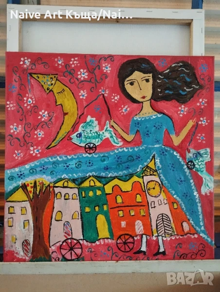 Картина платно маслени акрилни бои размер 42/ 42, снимка 1