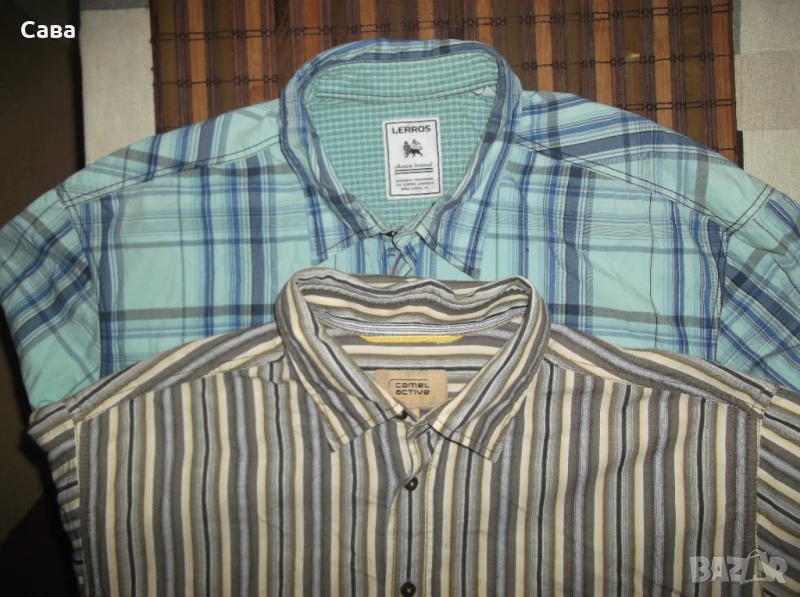 Ризи LERROS,CAMEL  мъжки,ХЛ-2ХЛ  /каре,райе и бяла/, снимка 1