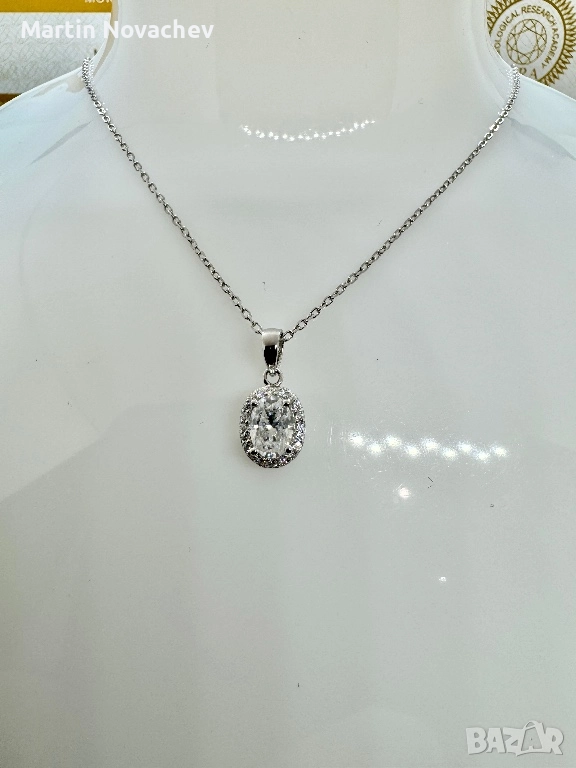 Сребърно колие с мойсанит (Диамант) 1 карат, снимка 1