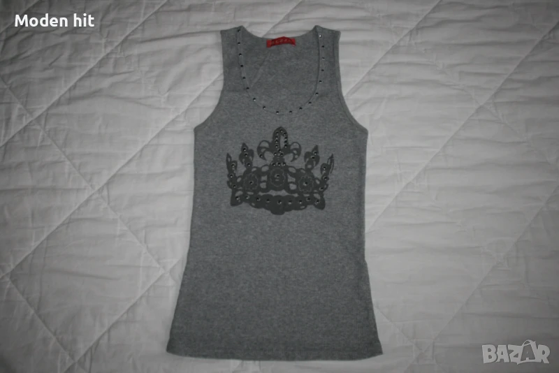 Сив топ/потник с капси, снимка 1