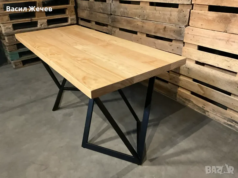 Трапезна маса от масивно дърво, маса за хранене 160 см, снимка 1