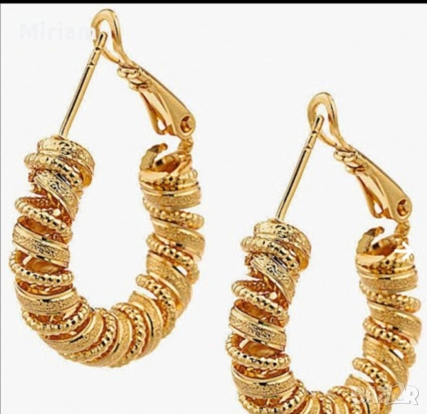 Интересни блестящи обеци от 14к попълнено злато 15 лв., снимка 1