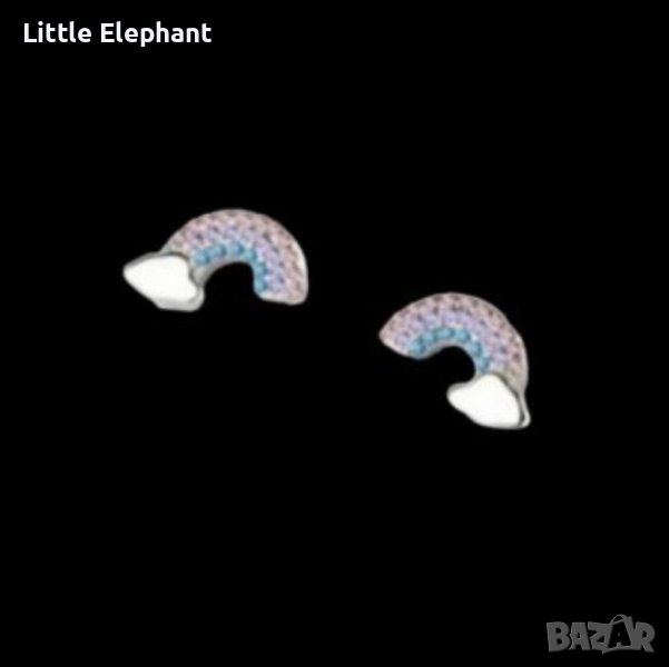 Сребърни обеци Пандора"дъга и облаче" с кристали/нови, снимка 1