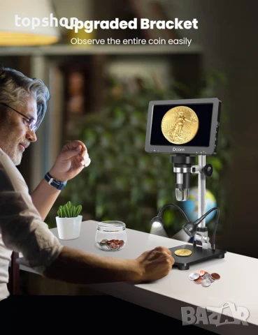 НОВ, Перфектен Dcorn HDMI цифров микроскоп 7 инча 1500X, 16MP 1080P LCD с IPS, TF карта 32GB..., снимка 6 - Друга електроника - 50741445