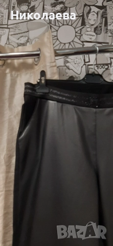 Ефектен Макси Кожен Панталон в черно-размери50,52,54!, снимка 3 - Панталони - 52377600