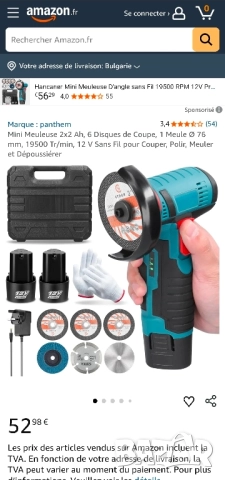 Мини Акумулаторен Ъглошлайф (Ръчна Шлайфмашина) с две батерии и кутия, снимка 2 - Други инструменти - 52436982