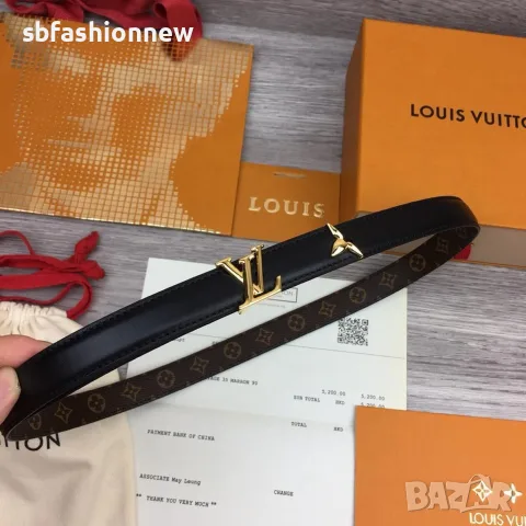 Louis Vuitton дамски колан естествена кожа в кутия, снимка 4 - Колани - 56241025