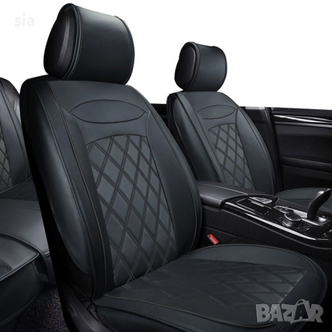 Тапицерия за автомобил от еко кожа, 5 части Черно, снимка 4 - Аксесоари и консумативи - 51729191