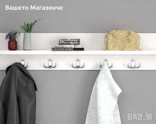 Модерна стенна закачалка с рафт – стил и практичност в едно!, снимка 6 - Закачалки - 53514906