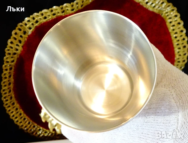 Сватбарска калаена чаша за вино BMF. , снимка 7 - Антикварни и старинни предмети - 53660640