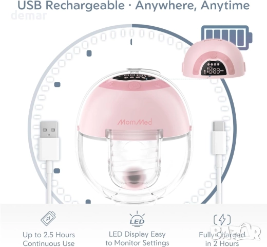MomMed S33 електрическа помпа за кърма, 4 режима, 9 нива, 1 брой, снимка 7 - Помпи за кърма - 52669173