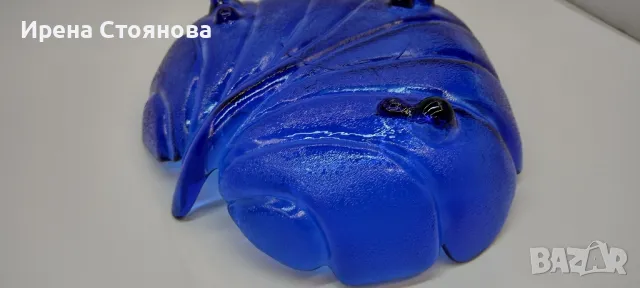 Голяма, стъклена фруктиера във формата на листо с крачета. , снимка 7 - Декорация за дома - 49324859