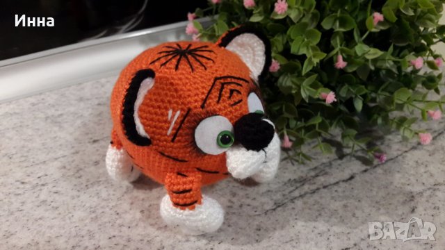 Символ на 2022 г. ТИГЪРЧЕ (оранжево), Плетена играчка, Ръчно изработена, Перфектен подарък, снимка 5 - Плюшени играчки - 34724060