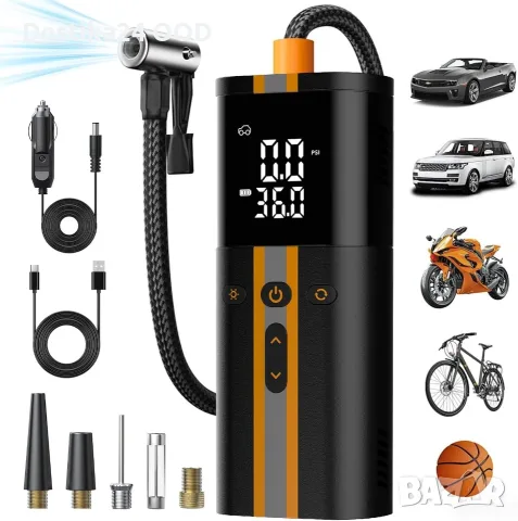 Електрическа помпа TowerTop 150 PSI 6000mAh за кола, мотор, велосипед – 12V