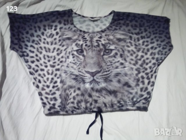 Интересна блуза в спортно-елегантен комплект със сив леопард, снимка 5 - Тениски - 42158059
