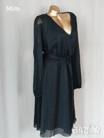 3XL Черна рокля солей с дълъг ръкав , снимка 2 - Рокли - 52183683