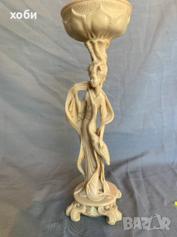 китайска гейша и щъркел - облегнати на стъбло на лотос , снимка 6 - Антикварни и старинни предмети - 51083822