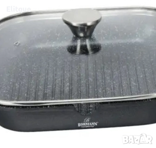 Тиган грил с капак Bohmann, 28х28х5.5см., Лят алуминий, Подвижна дръжка, Индукция, снимка 4 - Съдове за готвене - 52818822