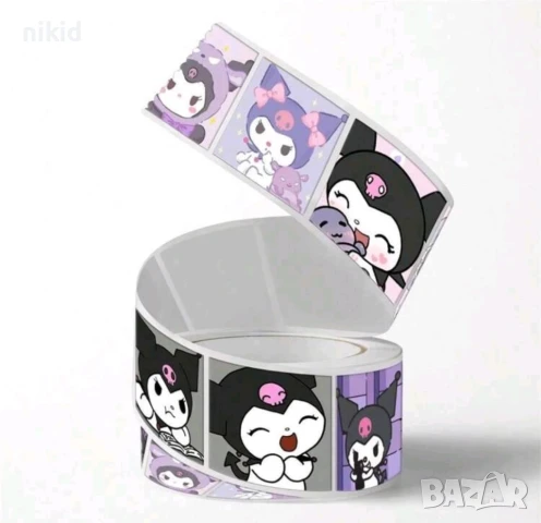 100 бр Kuromi Куроми правоъгълни малки самозалепващи лепенки стикери ръчна изработка подарък, снимка 2 - Други - 50969293