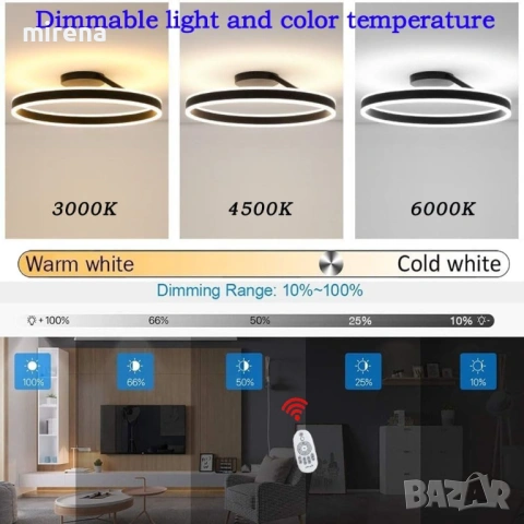 LED лед лампа полилей осветление, модерно кръгъл дистанционно н231, снимка 5 - Лампи за таван - 53812992