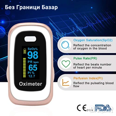 Нов Пръстов оксиметър SpO2 монитор на кислород и пулс за пръст с OLED дисплей, снимка 2 - Други - 53200390