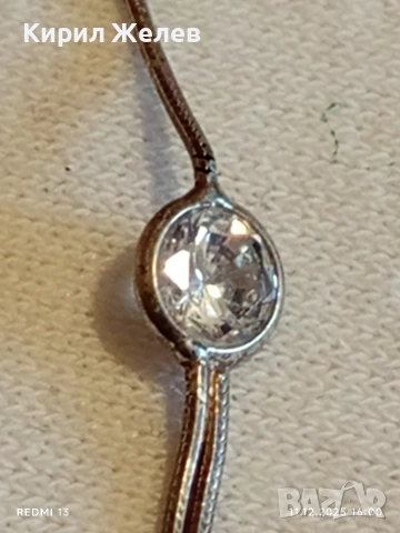 ЕФИРНА СРЕБЪРНА ОБЕЦА РОДИРАНО СРЕБРО с ИСКРЯЩ ФАСЕТИРАН ПЛАНИНСКИ КРИСТАЛ 51097, снимка 3 - Обеци - 52737487