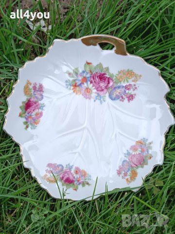Красива ретро порцеланова чинийка "листо"