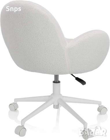 Ергономичен детски стол за компютърпухкава изкуствена кожа, регулируем на височина, бял, снимка 6 - Столове - 44822216