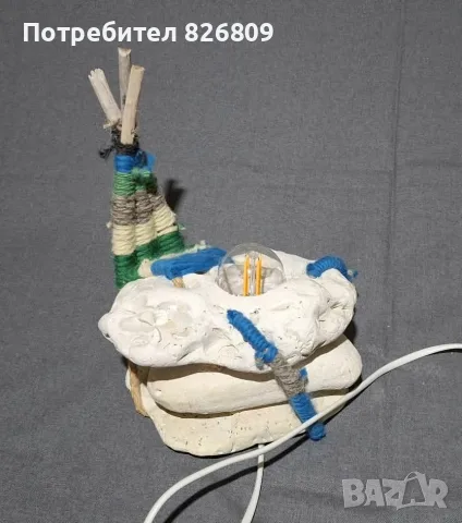 Ръчно изработена лампа от естествен камък и дърво – КОРАБ, снимка 5 - Настолни лампи - 56199093