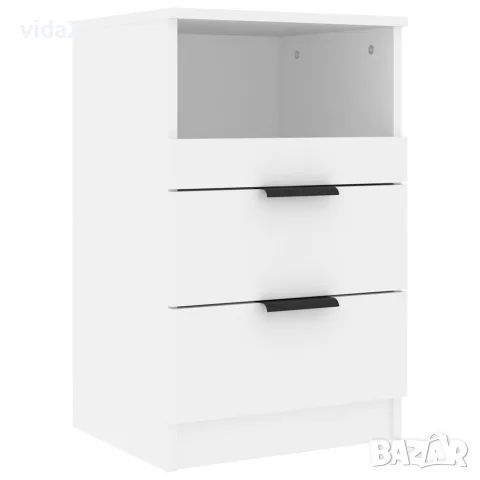 vidaXL Нощни шкафчета, 2 бр, бели, инженерно дърво, снимка 5 - Шкафове - 56148002