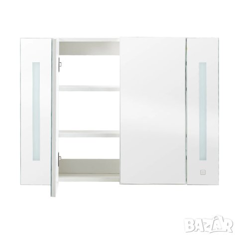 Шкаф за баня с огледало и LED осветление WFBS-BC-D0182WH, снимка 2 - Шкафове - 42412250