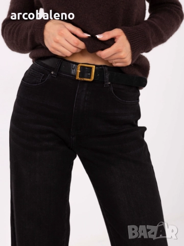 Дамски черни дънки с колан, снимка 2 - Дънки - 52269450