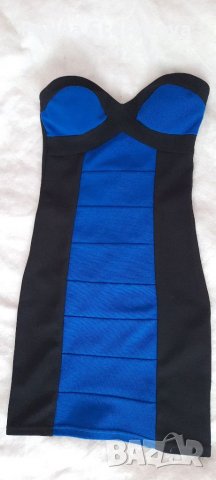 Кралско синя рокля без презрамки , снимка 1 - Рокли - 39908115