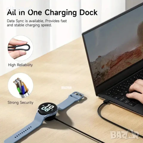 Type C Бързо безжично зарядно устройство за Samsung Galaxy Watch 7/6/5/4/3/2/Active, снимка 4 - Смарт гривни - 50709395