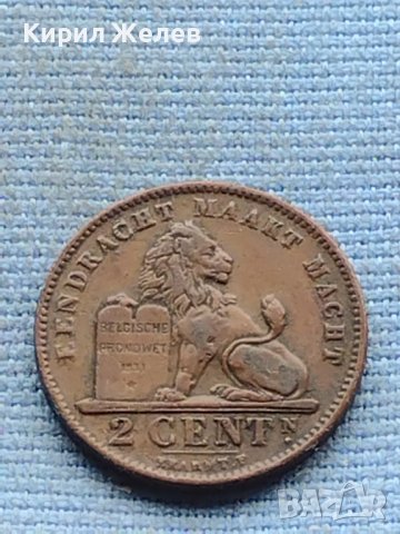 Монета 2 цента 1905г. Белгия крал Леополд втори 34853