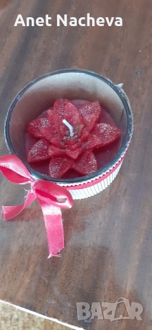 СВЕЩ в стъклен свещник , червена , снимка 2 - Други - 41393347