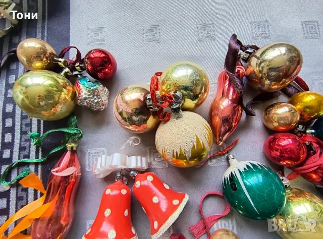 Винтидж стъклени коледни играчки + дядо Мраз , снимка 6 - Колекции - 50178592