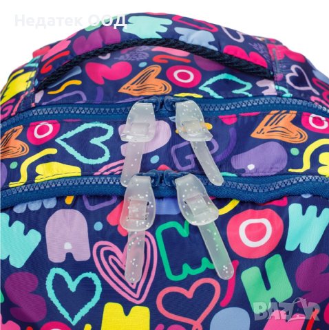 Ученическа раница Marshmallow, 33х20х40см, Тъмно синя/ многоцветна, снимка 4 - Раници - 41929515