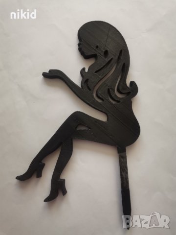 Дама момиче лейди пусната коса черен акрил топер украса декор за торта рожден ден моминско парти, снимка 3 - Други - 41531467