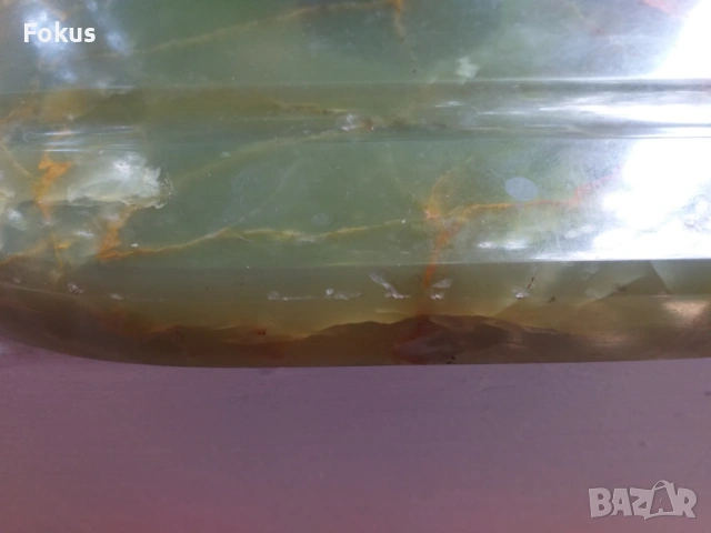 МАСТИЛНИЦА ЗЕЛЕН МРАМОР И КАТАЛИН, снимка 4 - Антикварни и старинни предмети - 53524097