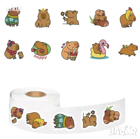 100 бр Капибара Capybara малки самозалепващи лепенки стикери ръчна изработка подарък, снимка 2 - Други - 49407839